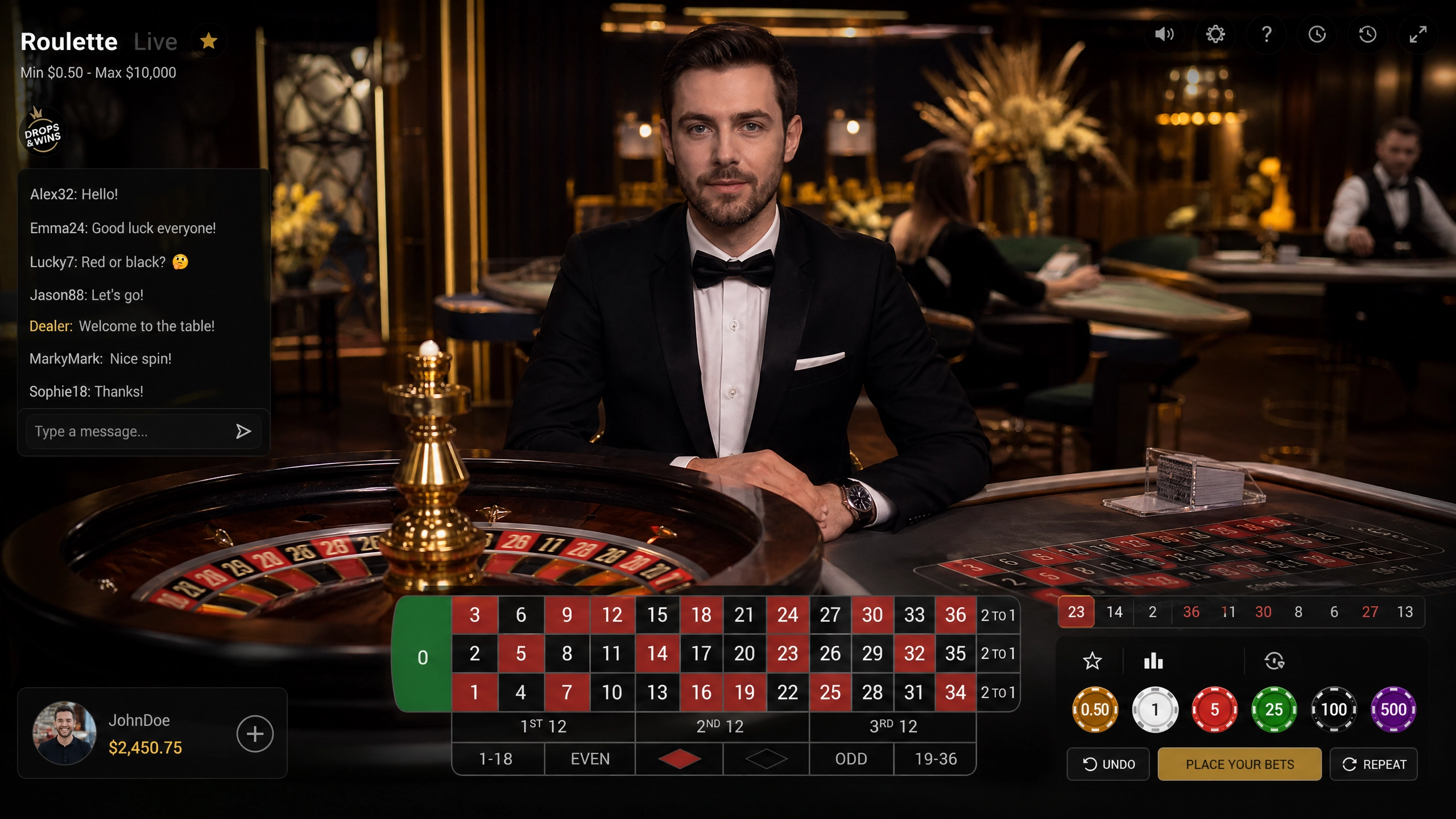 Blue Dolphin live casino — Evolution dealers